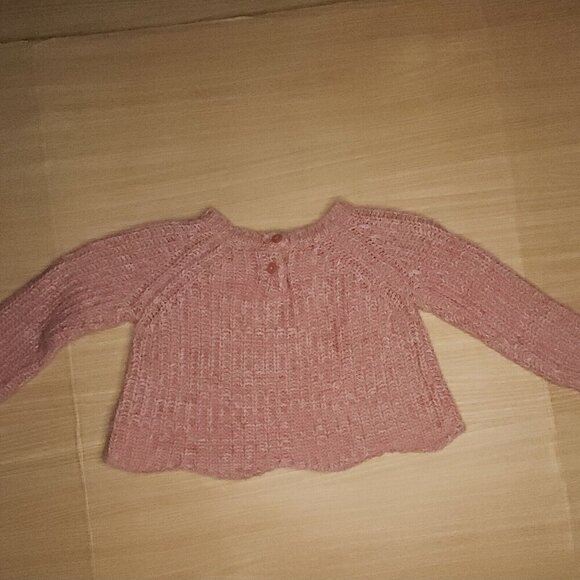 Crazy 8 Toddler Girls Pink Cropped Boxy Scalloped Hem Sweater 18-24 Months - Picture 2 of 4